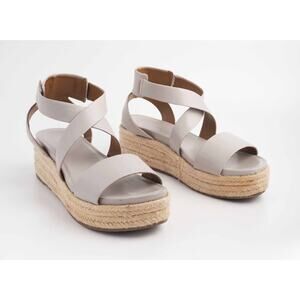 GUC Franco Sarto Tabatha Gray Espadrille Platform Wedge Sandal Size 7.5 Summer